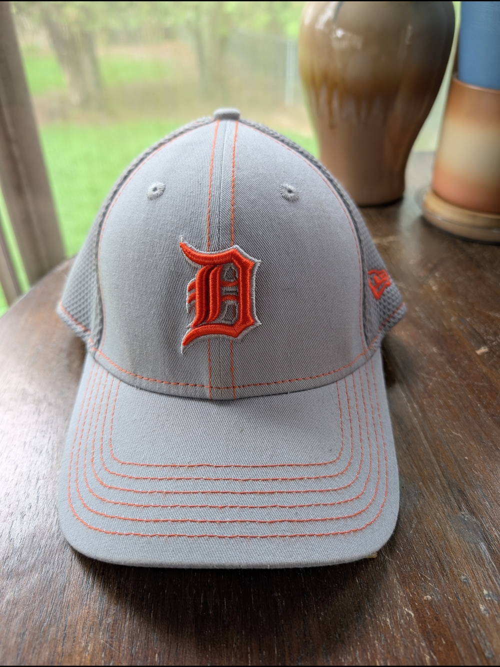 Detroit Tigers Gray and Orange New Era 39Thirty Mesh Back Cap M/L